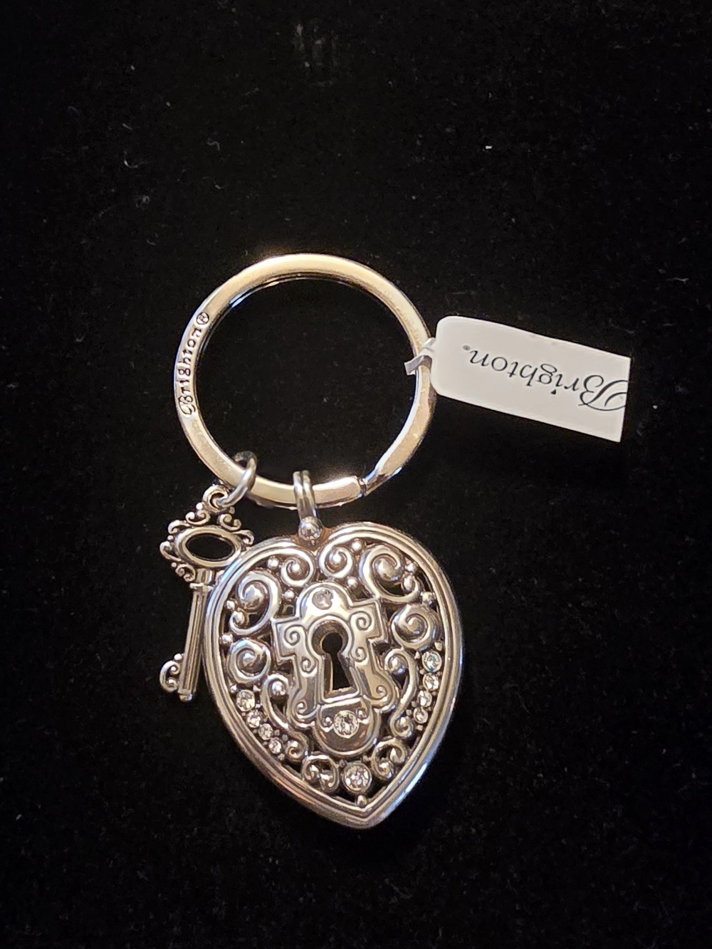 Brighton Silver-Tone Filigree Heart Lock & Key Keyring